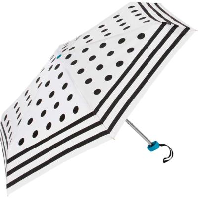 Parapluie pliant - Ouverture manuelle - Blanc à pois et rayures bleus