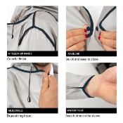 Imperméable - Bandes réfléchissantes au dos - Taille S (150-165CM) - Blanc semi-transparent avec passepoil bleu