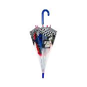 Parapluie transparent cloche pour enfant - Bordure réfléchissante pour une meilleure visibilité la nuit - Parapluie garçon - Voiture de course