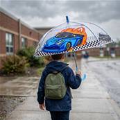 Parapluie transparent cloche pour enfant - Bordure réfléchissante pour une meilleure visibilité la nuit - Parapluie garçon - Voiture de course
