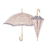Parapluie écologique automatique pour femme - Fabriqué en tissu RPET et manche en bois - Grande protection de 102 cm de diamètre - Fleur blanche