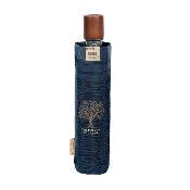 Mini parapluie pliant et écologique pour homme - Avec manche en bois - Système d'ouverture automatique - Bleu