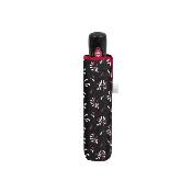 Mini parapluie pliant automatique pour femme - Design à trois volets - Géométrique - Bordure rouge