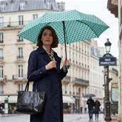 Mini parapluie pliant pour femme - Résistant au vent - À pois - Bleu Aqua