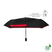 Automatiue parapluie pliant et écologique pour femme - Résistant au vent - Noir avec bordure rouge