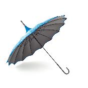 Parapluie long pour femme - Parapluie pagode - Bord festonné bleu sarcelle