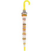 Parapluie cloche Enfant - Baleines sécurisées - Parapluie transparent avec motif ARC-EN-CIEL et Bordure Phosphorescente - Poignée jaune