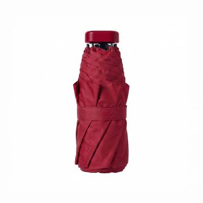 Ultra mini parapluie pliant pour femmes - Slim et léger - Résistant au vent - Avec protection UV - Avec sac smartphone assorti - Rouge