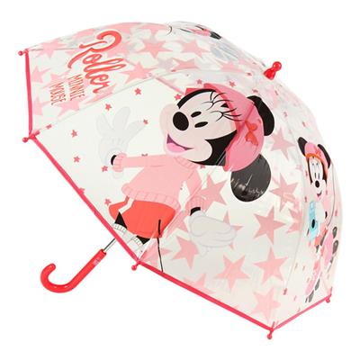 Parapluie enfant transparent - Parapluie fille - Poignée rose/corail - Minnie