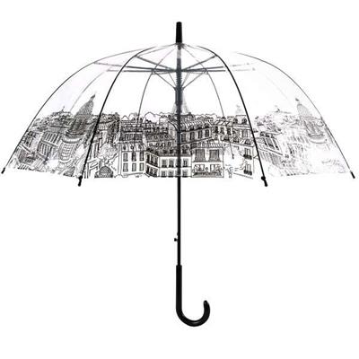 Parapluie cloche transparent - Ouverture automatique - Imprim? Paris