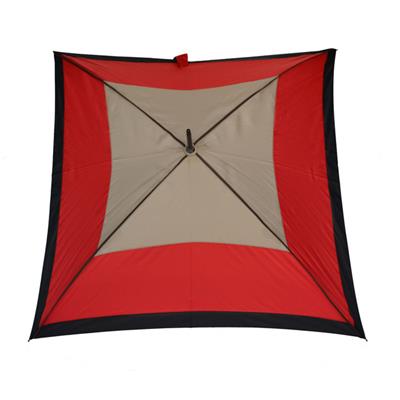 Parapluie droit - ouverture automatique - rouge & beige bordure noire