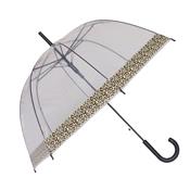 Parapluie cloche transparent - droit - bordure léopard