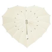 Parapluie droit - toile en forme de coeur - blanc cassé
