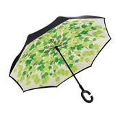 Parapluie à ouverture inversée - Noir et Imprimé Feuilles