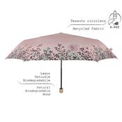 Parapluie pliant et écologique pour femme - Ouverture manuelle - Large protection 97 cm - Rose avec Bordure à fleurs