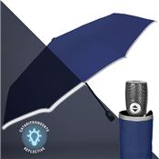 Parapluie pliant pour femme et Homme - Ouverture et fermeture automatique - Large protection 104 cm - Bleu avec bordure refl‚chissante - reduced