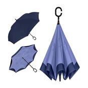 Parapluie bleu marine à ouverture inversée- Toile intérieure bleue