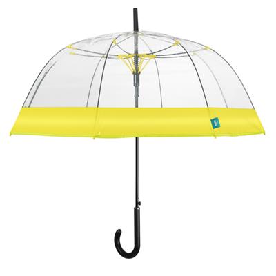 Parapluie cloche transparent femme - Ouverture automatique - Résistant au vent - Bordure Jaune Flashi