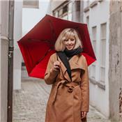 Parapluie pliant femme - Anti UV - Rsistant au vent - Ouverture et fermeture automatiques - Noir et rouge - reduced
