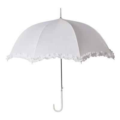Parapluie long - Ouverture automatique - Avec des froufrous - Blanc