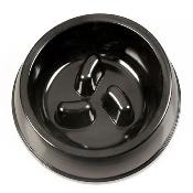 Duvoplus – Gamelle Glossy Slow anti-glouton en mélamine pour chien, idéale pour ralentir l’alimentation et limiter le gloutonnage – 1400ml – Taille L – Ø19cm – Noir/Blanc