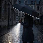 Grand parapluie automatique - Résistant au vent - Poignée incurvée - À pois - Violet