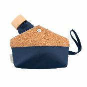 Parapluie de poche pliable - Avec sac assorti en tissu et liège - Ultraléger et compact - Bleu profond
