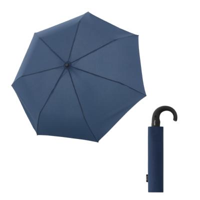 Parapluie pliant compact automatique pour hommes et femmes - Poignée incurvée - Bleu marine