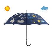 Grand parapluie automatique à effet changeant de couleur - Avec poignée courbée - Météo