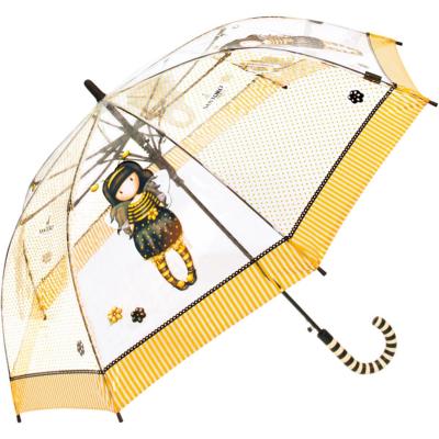 Gorjuss Parapluie long pour adolescents à ouverture automatique - Transparent et Jaune