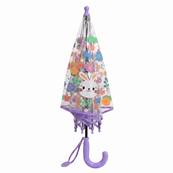 Parapluie Cloche Transparent pour Enfant - Système d'ouverture Automatique - Transparent Avec Poignée Violette - Chat