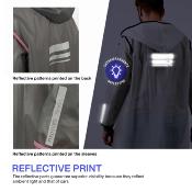 Imperméable - Bandes réfléchissantes au dos - Taille S (150-165CM) - Gris semi-transparent avec passepoil rose