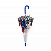Parapluie transparent cloche pour enfant - Bordure réfléchissante pour une meilleure visibilité la nuit - Parapluie garçon - Voiture de course