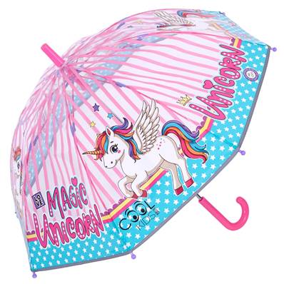 Parapluie transparent pour enfant - Bordure réfléchissante pour une visibilité optimale la nuit - Parapluie pour fille - Licorne