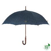 Parapluie automatique écologique pour homme - Fabriqué en tissu RPET et manche en bois - Grande protection de 116 cm de diamètre - Bleu