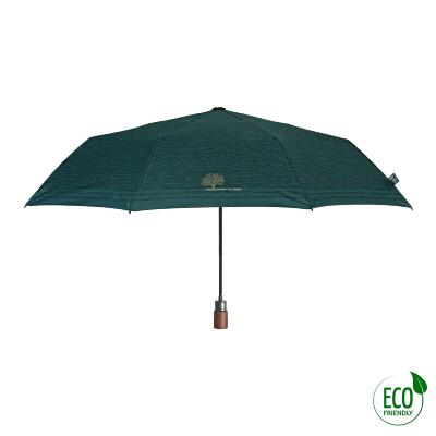 Mini parapluie pliant et écologique pour homme - Avec manche en bois - Système d'ouverture automatique - Vert