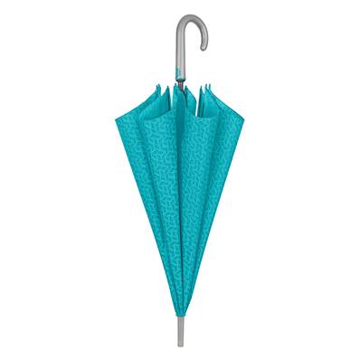 Grand parapluie automatique - Résistant au vent - Poignée incurvée - Motif géométrique - Bleu