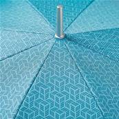 Grand parapluie automatique - Résistant au vent - Poignée incurvée - Motif géométrique - Bleu