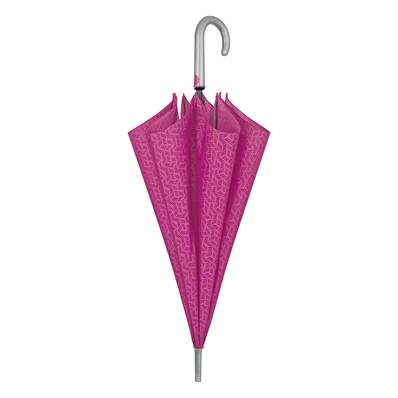 Grand parapluie automatique - Résistant au vent - Poignée incurvée - Motif géométrique - Rose