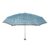 Mini parapluie pliant ultraléger et compact pour femme - Design Tweed - Bleu