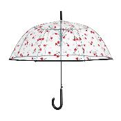 Parapluie cloche transparent pour femme - Système d'ouverture automatique - Cerises