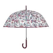 Parapluie transparent cloche - Système d'ouverture automatique - Bordure bourguignonne - Feuilles