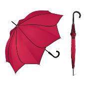 Parapluie droit pour femme PIERRE CARDIN - Ouverture automatique - Rouge avec liseret noir