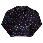 Parapluie pliant pour femme - Ouverture automatique - Bleu avec motif plumes