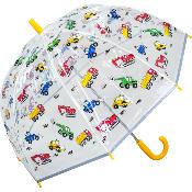 Parapluie cloche transparent enfant - Système d'ouverture automatique - Camions -  Bordure réflechissante pour être visible la nuit