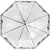 Parapluie transparent cloche - avec fleurs noirs