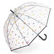 Parapluie cloche transparente pour femme - Imprimé pois et étoiles