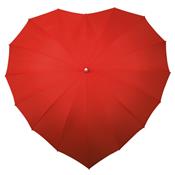 Parapluie droit - toile en forme de coeur - rouge