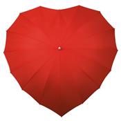 Parapluie droit - toile en forme de coeur - rouge