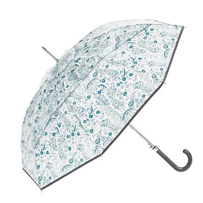Parapluie transparent femme - Ouverture automatique - Résistant au vent - Motifs Paisley gris